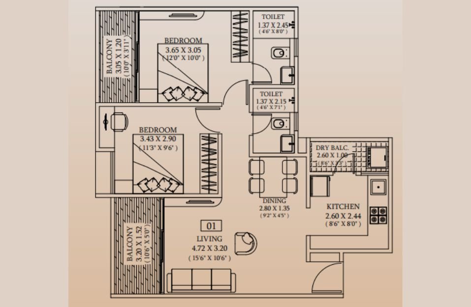 Ceratec west winds 2 bhk