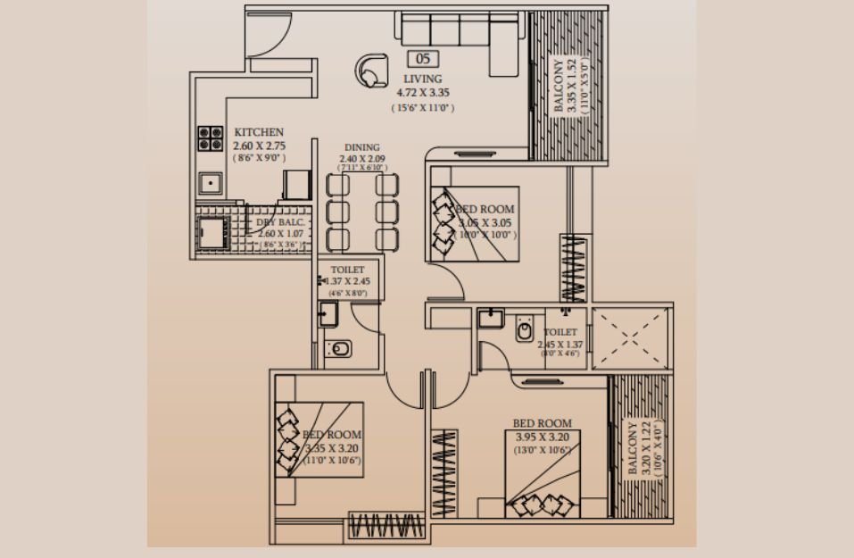 Ceratec west winds 3 bhk